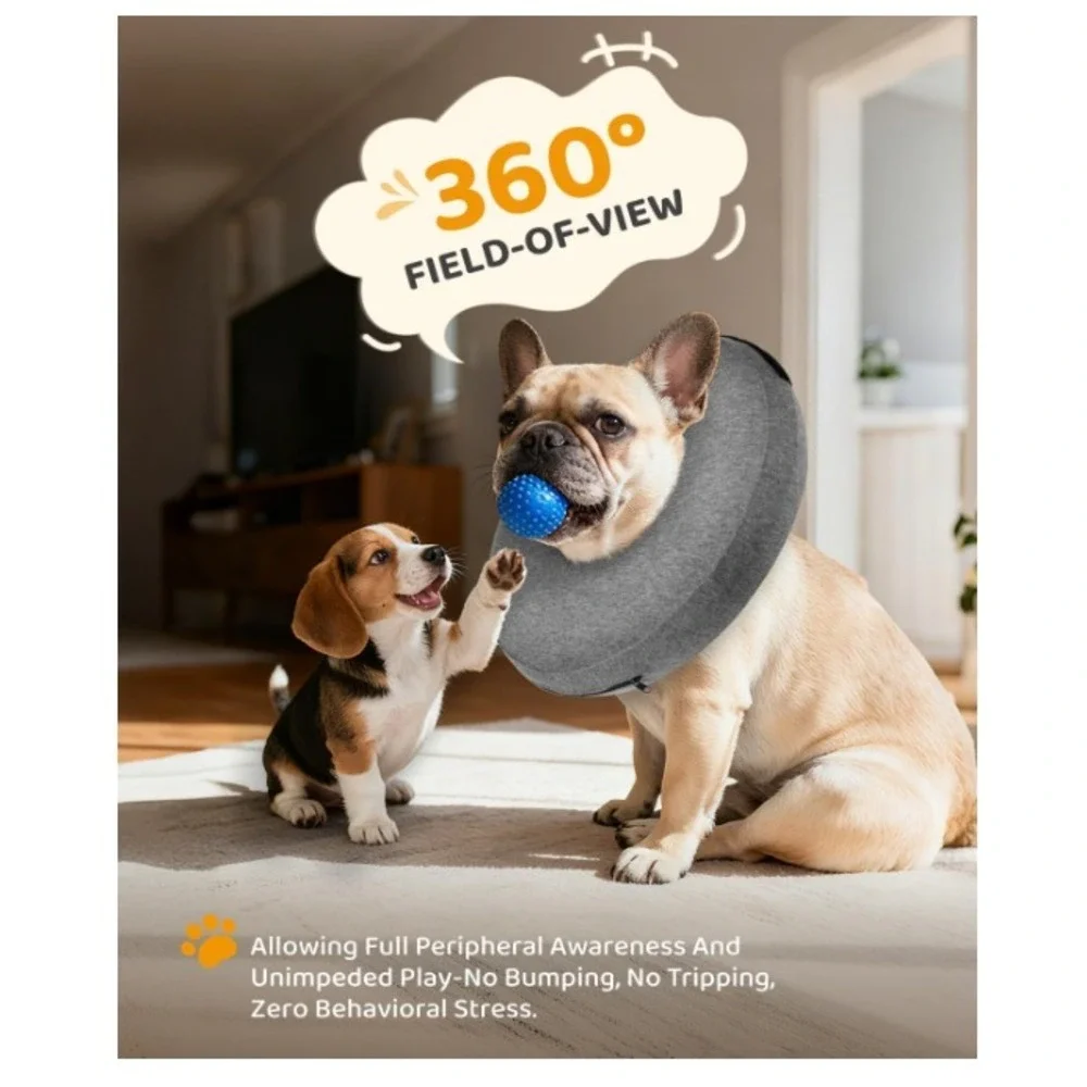 MIDOG Inflatable XL Dog Neck Donut Collar After Surgery Soft Gray Neck 21